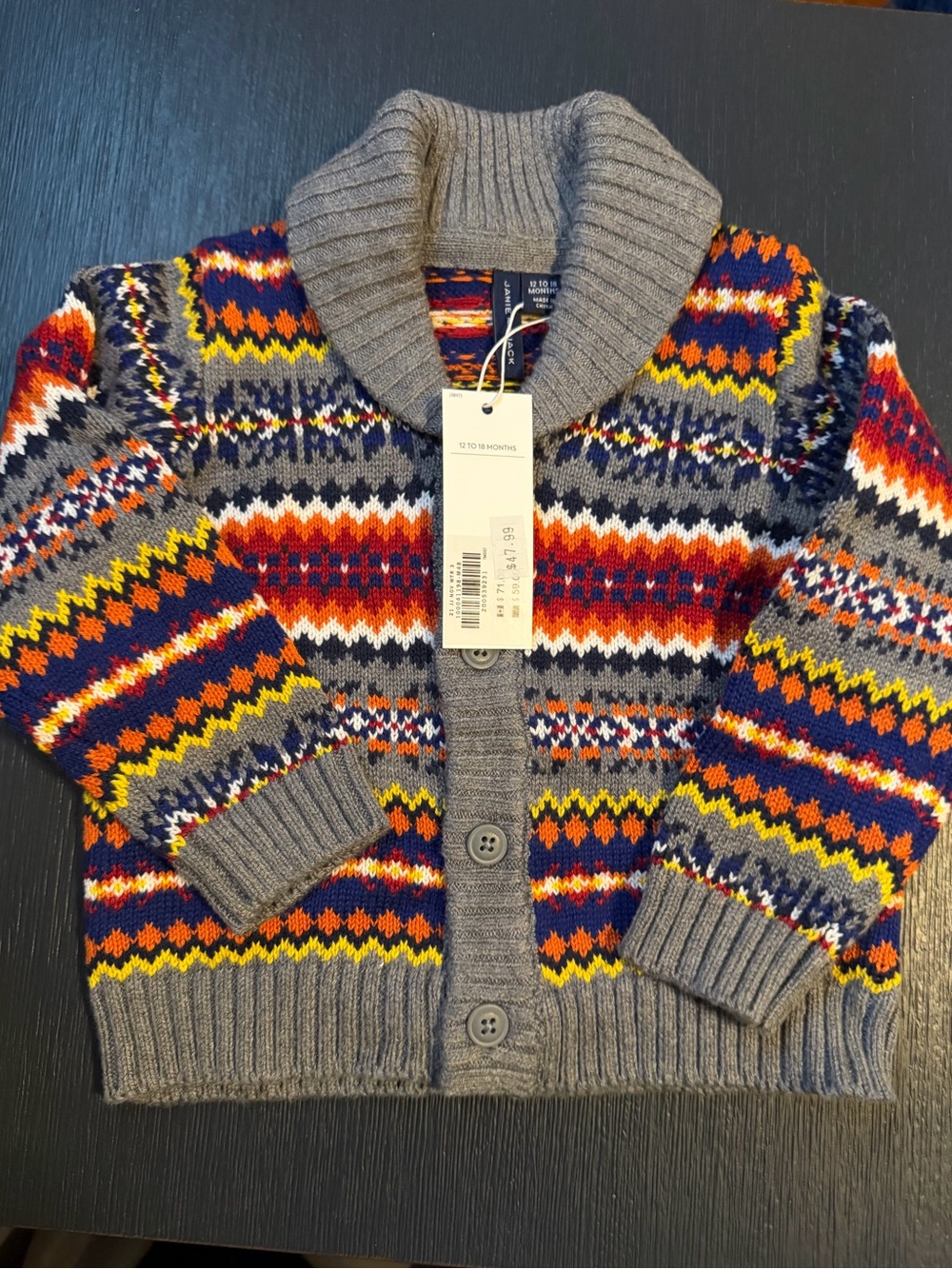 Janie and Jack Baby Sweater - Gray Multi NWT - Size 12/18 Months